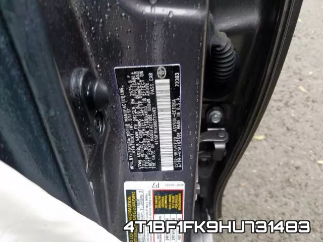 4T1BF1FK9HU731483 фото 2
