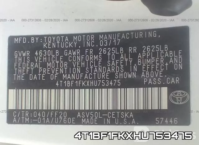 4T1BF1FKXHU753475 фото 10