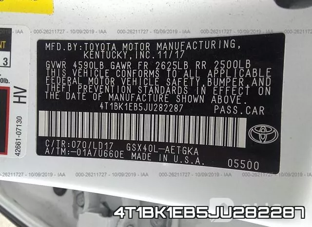 4T1BK1EB5JU282287 фото 10