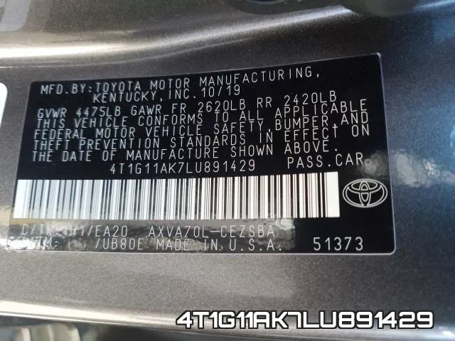 4T1G11AK7LU891429 фото 2