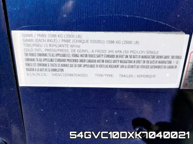 54GVC10DXK7040021 фото 2