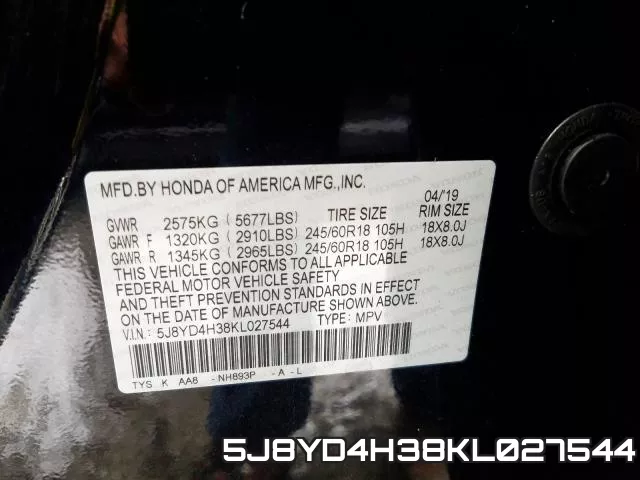 5J8YD4H38KL027544 фото 2