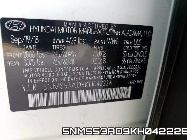 5NMS53AD3KH042226 фото 2