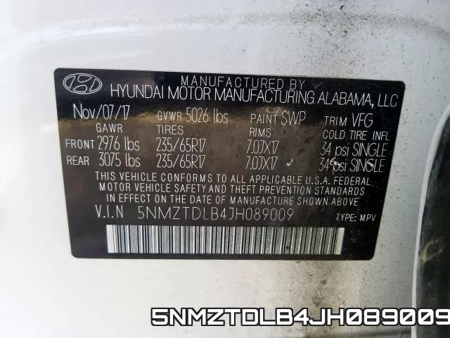 5NMZTDLB4JH089009 фото 2