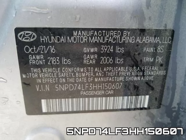 5NPD74LF3HH150607 фото 2