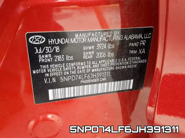 5NPD74LF6JH391311 фото 2