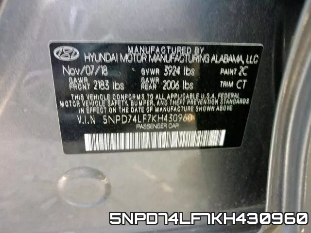 5NPD74LF7KH430960 фото 2