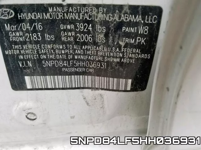 5NPD84LF5HH036931 фото 2