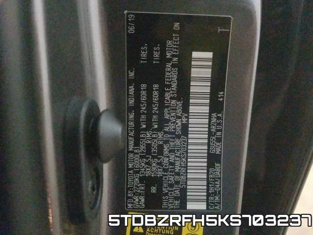 5TDBZRFH5KS703237 фото 2