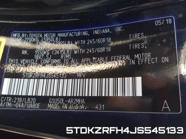 5TDKZRFH4JS545133 фото 2
