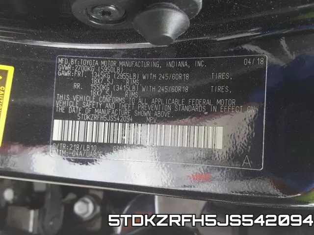 5TDKZRFH5JS542094 фото 2