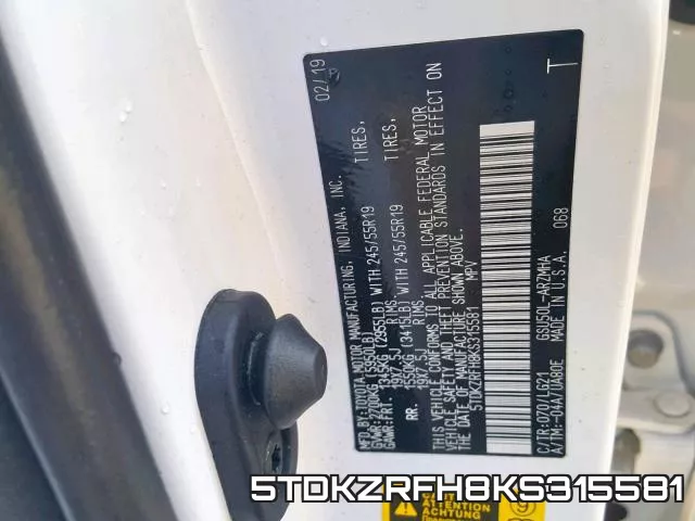 5TDKZRFH8KS315581 фото 2