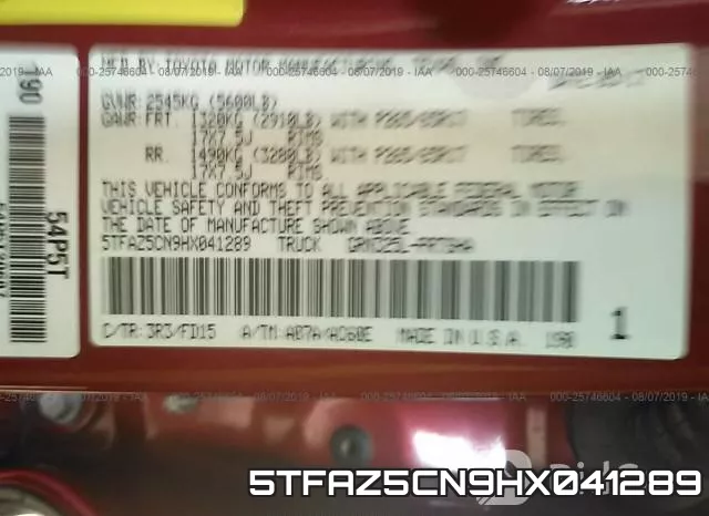 5TFAZ5CN9HX041289 фото 10