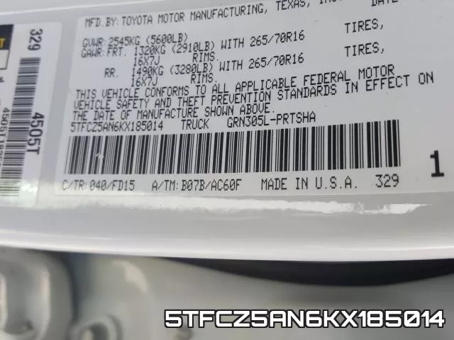 5TFCZ5AN6KX185014 фото 2