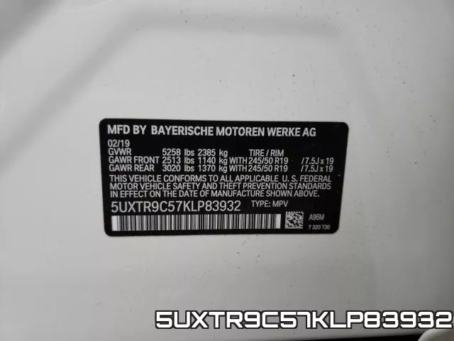 5UXTR9C57KLP83932 фото 2