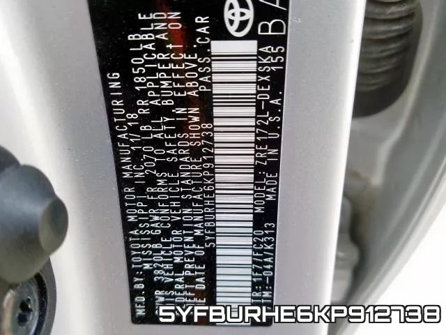 5YFBURHE6KP912738 фото 2