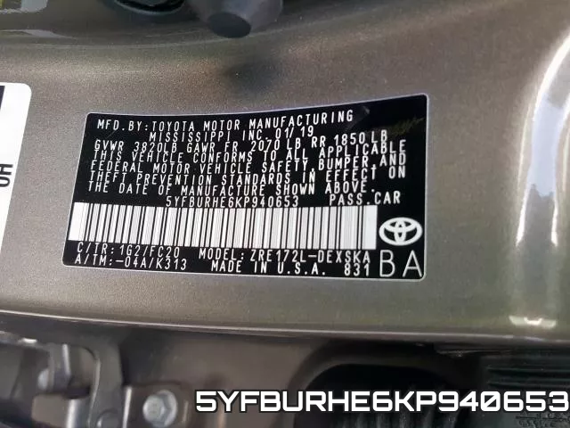5YFBURHE6KP940653 фото 2