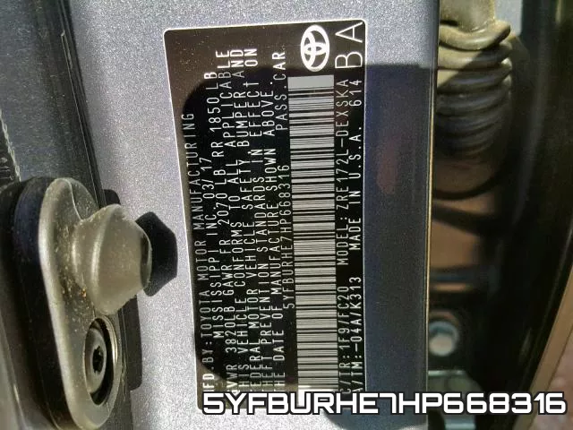 5YFBURHE7HP668316 фото 2