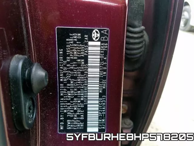 5YFBURHE8HP578205 фото 2