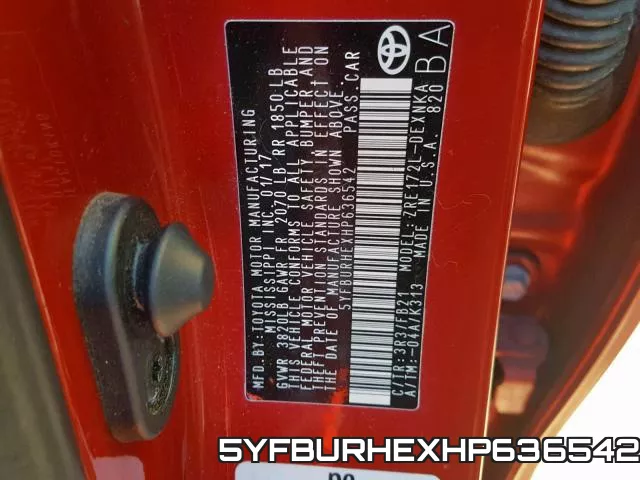 5YFBURHEXHP636542 фото 2