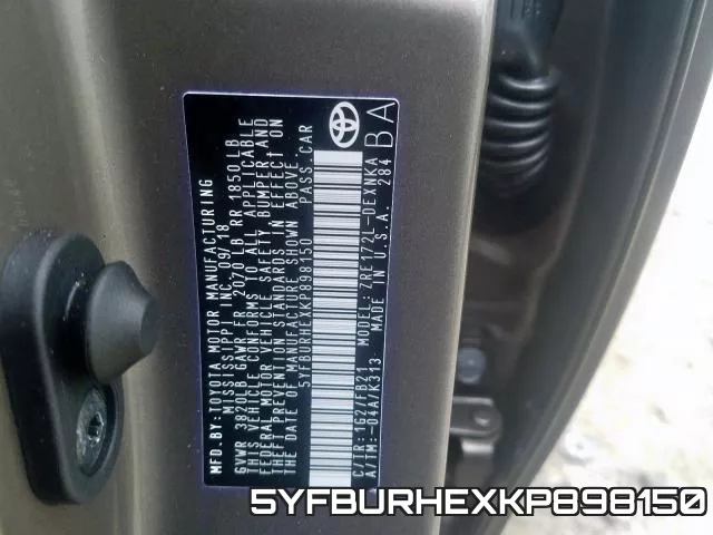 5YFBURHEXKP898150 фото 2