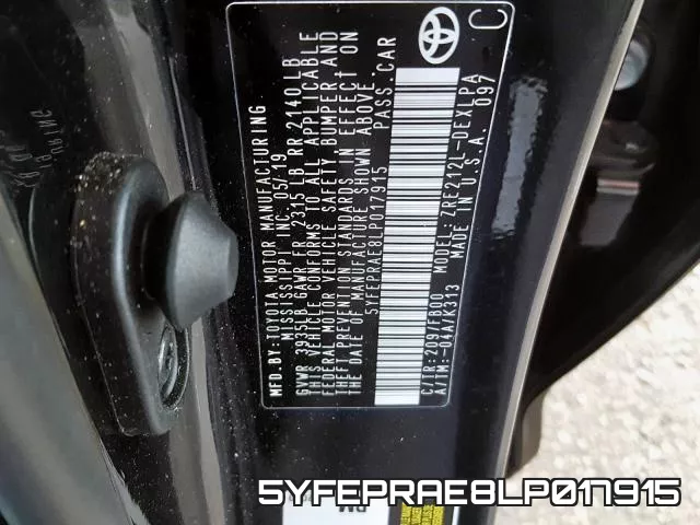5YFEPRAE8LP017915 фото 2