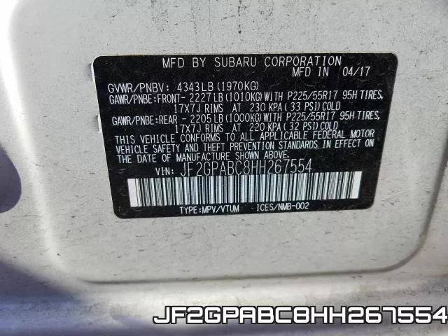 JF2GPABC8HH267554 фото 2