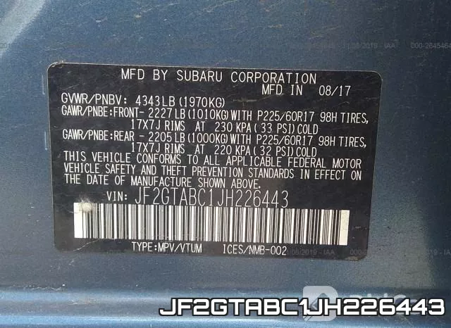 JF2GTABC1JH226443 фото 10