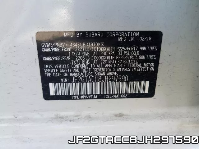 JF2GTACC8JH297590 фото 2