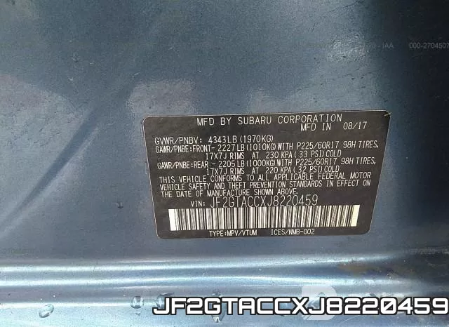 JF2GTACCXJ8220459 фото 10