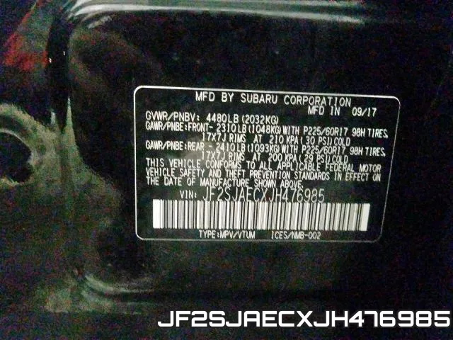 JF2SJAECXJH476985 фото 2
