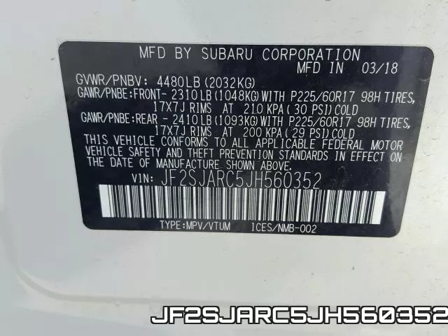 JF2SJARC5JH560352 фото 2