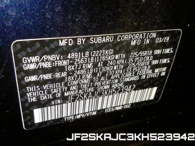 JF2SKAJC3KH523942 фото 2