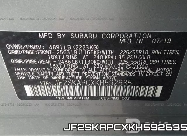 JF2SKAPCXKH592635 фото 10