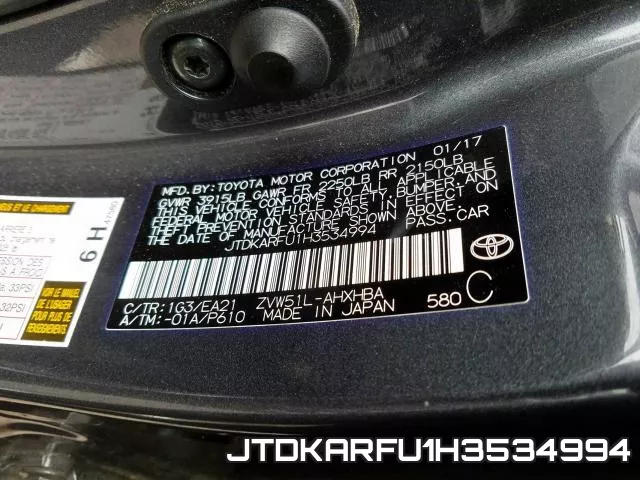 JTDKARFU1H3534994 фото 2