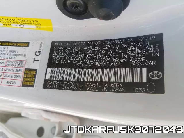 JTDKARFU5K3072043 фото 2
