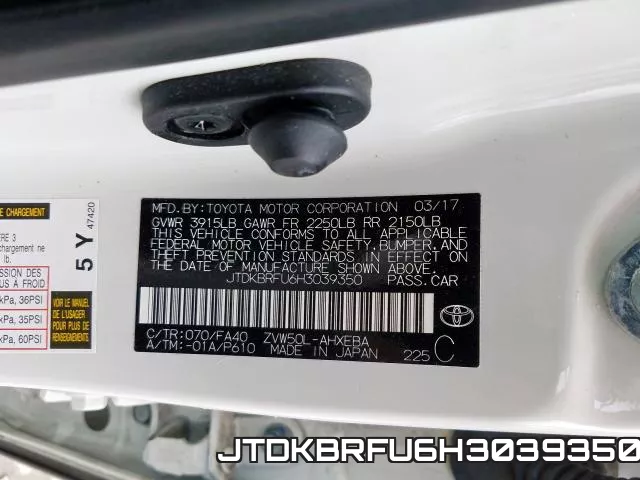 JTDKBRFU6H3039350 фото 2
