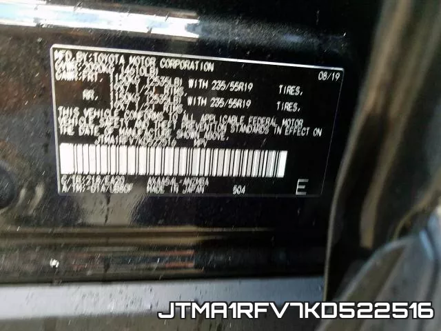 JTMA1RFV7KD522516 фото 2