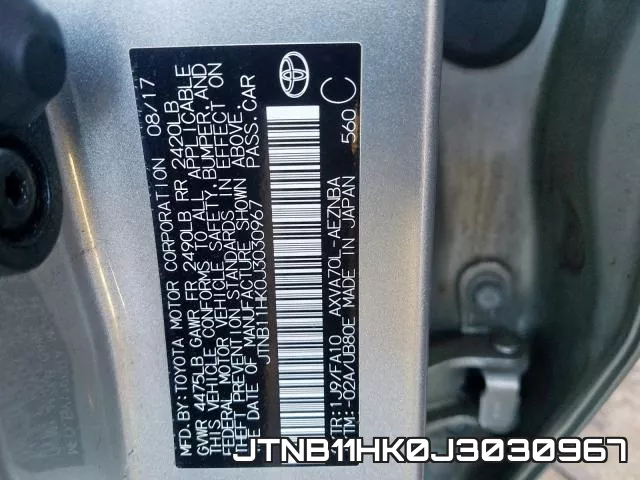 JTNB11HK0J3030967 фото 2