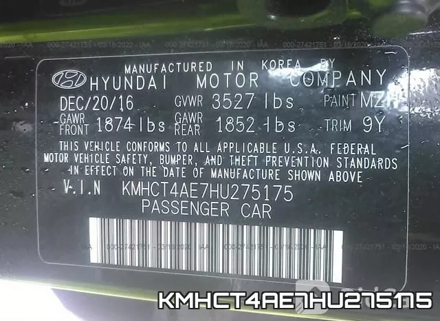 KMHCT4AE7HU275175 фото 10