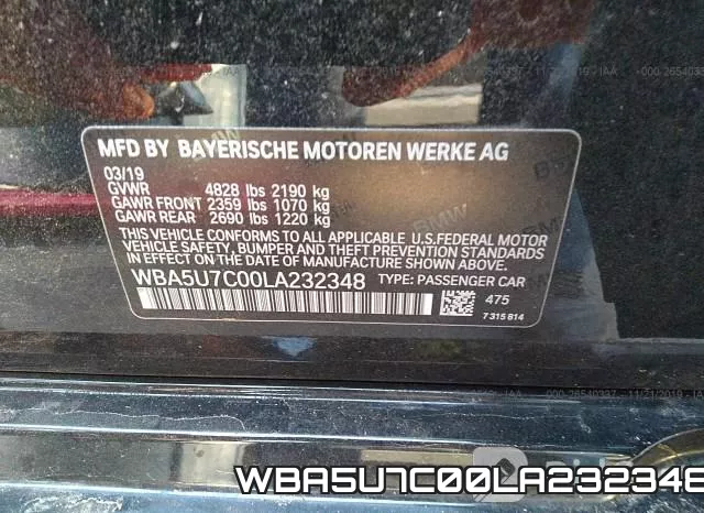 WBA5U7C00LA232348 фото 10