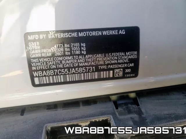 WBA8B7C55JA585731 фото 2