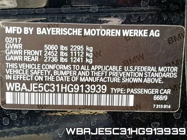 WBAJE5C31HG913939 фото 2
