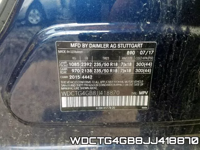 WDCTG4GB8JJ418870 фото 2