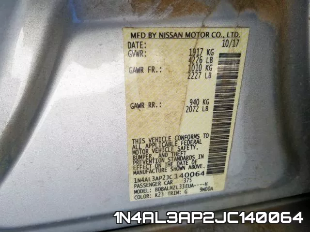 1N4AL3AP2JC140064 фото 2