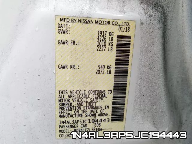 1N4AL3AP5JC194443 фото 2