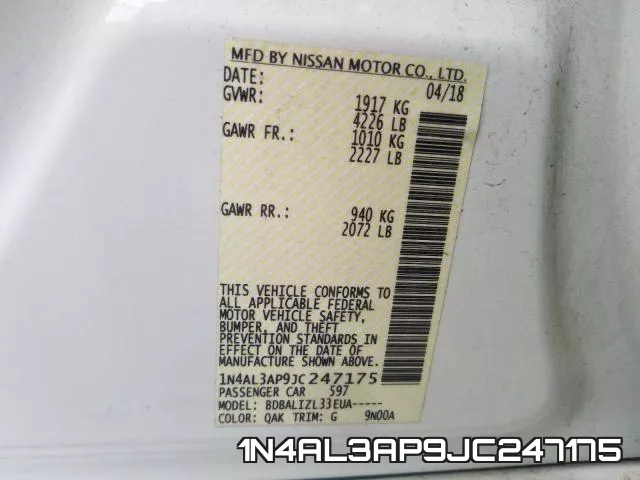 1N4AL3AP9JC247175 фото 2
