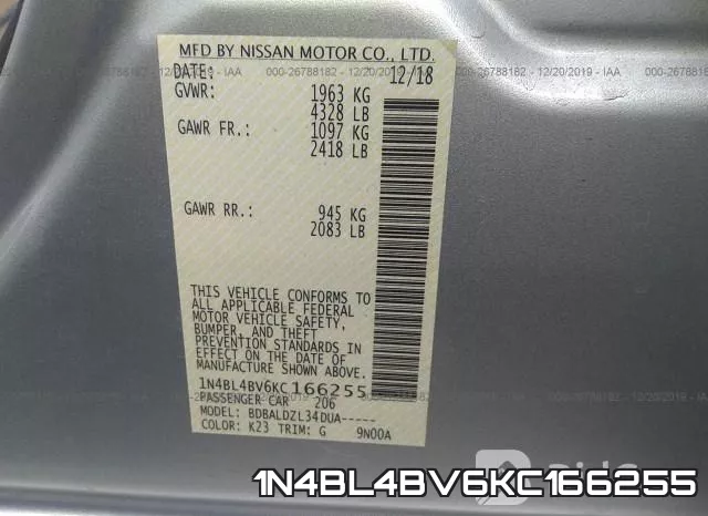 1N4BL4BV6KC166255 фото 10