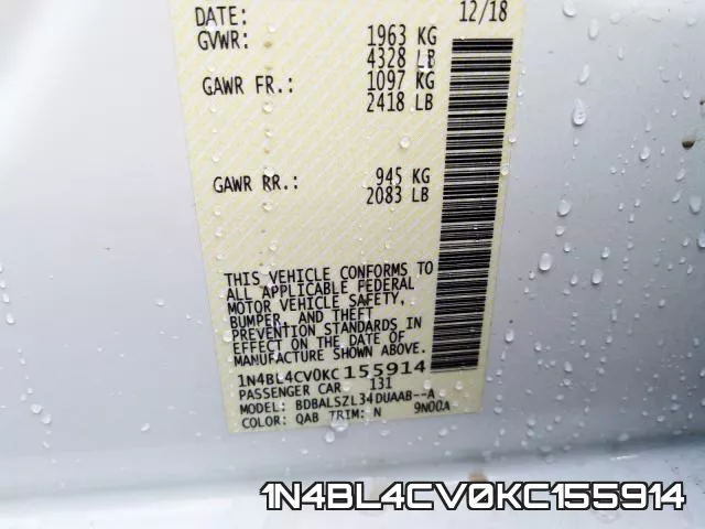 1N4BL4CV0KC155914 фото 2