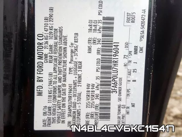 1N4BL4CV6KC115417 фото 2